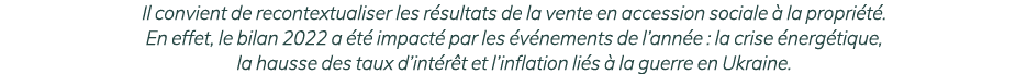 Il convient de recontextualiser les r sultats de la vente en accession sociale  la propri t . En effet, le bilan 202...